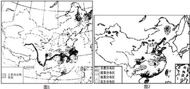 讀 我國的商品糧基地圖 圖1 和 我國主要經濟作物分布圖 圖2 分析回答 1 寫出下列序號代表